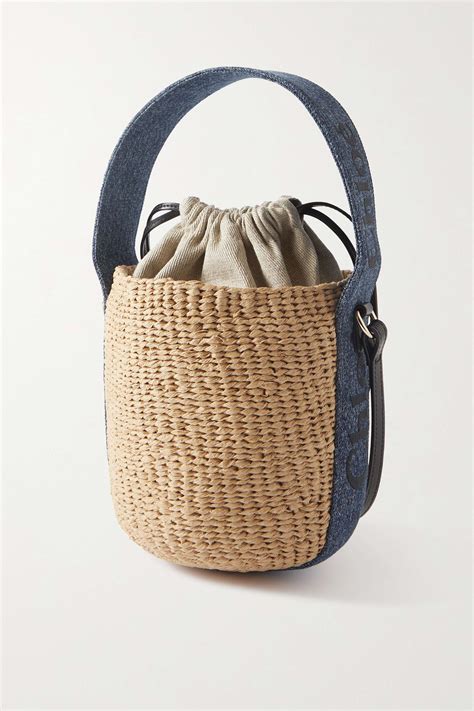 chloe woody small raffia bucket bag|net a porter chloe raffia.